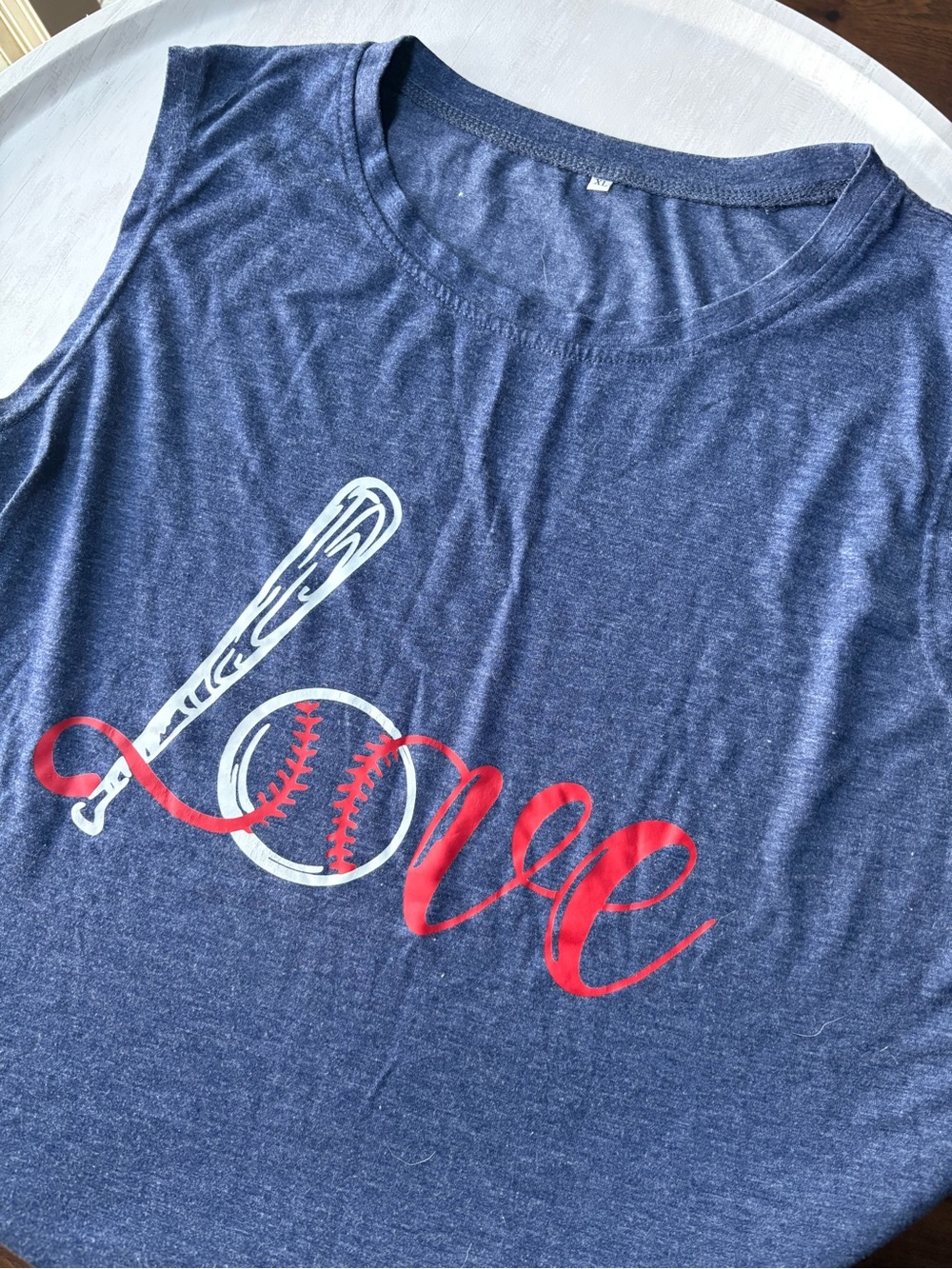 Women’s Navy Blue 'Love' Baseball Graphic Tank Top